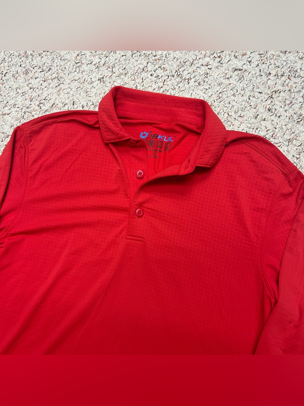IBKUL Men’s Long Sleeve Polo Shirt Size Small Red Quick Dry UPF Icefil Golf